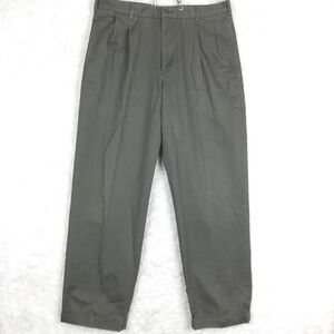 Izod Mens Pants Chino Gray Pleated Cuffed Front Crease 38x34